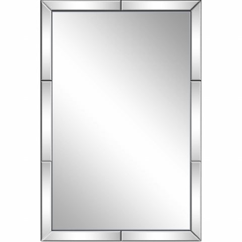 Homeroots 36" Clear Beveled Glass Panel Framed Accent Mirror - Modern Design For Stylish Home Decor & Reflection  Glass 396630