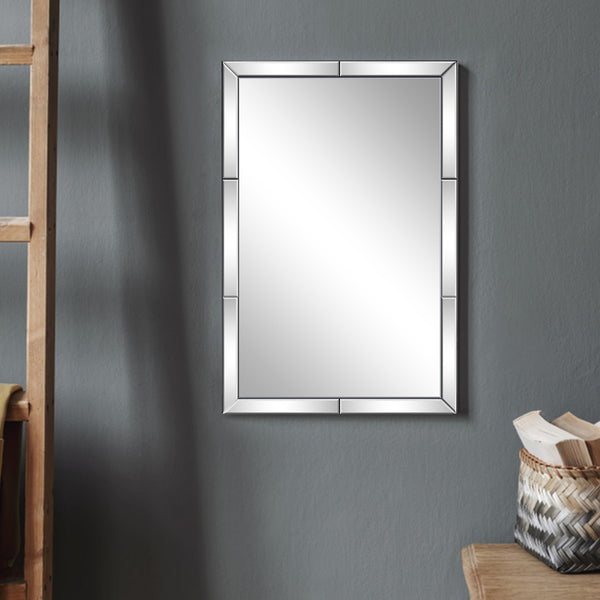Homeroots 36" Clear Beveled Glass Panel Framed Accent Mirror - Modern Design For Stylish Home Decor & Reflection  Glass 396630