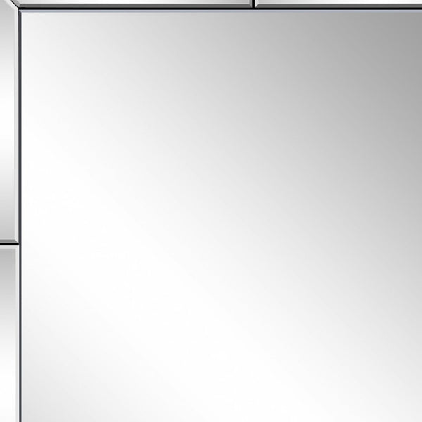 Homeroots 36" Clear Beveled Glass Panel Framed Accent Mirror - Modern Design For Stylish Home Decor & Reflection  Glass 396630