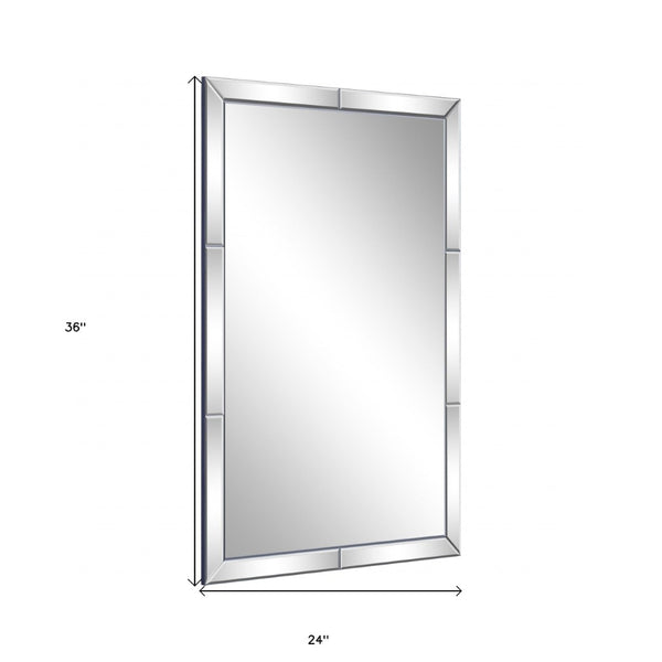Homeroots 36" Clear Beveled Glass Panel Framed Accent Mirror - Modern Design For Stylish Home Decor & Reflection  Glass 396630
