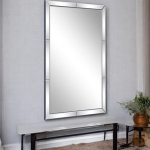HomeRoots 36" Clear Beveled Glass Accent Mirror with Sleek Silver Frame for Elegant Home Décor & Versatile Use 396630