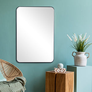 Homeroots Black Rectangle Accent Metal Mirror  Glass 396631
