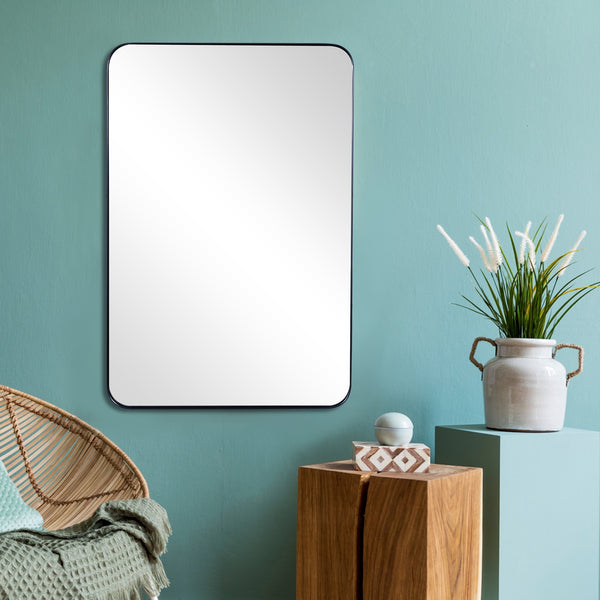 Homeroots Black Rectangle Accent Metal Mirror  Glass 396631