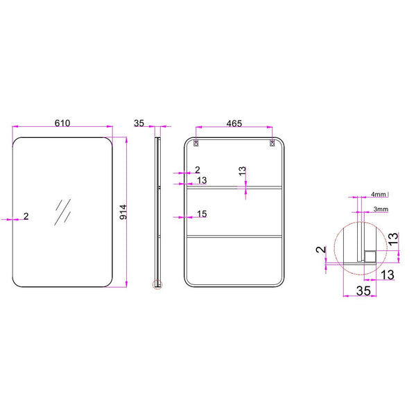 Homeroots Black Rectangle Accent Metal Mirror  Glass 396631