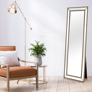 Homeroots Gold Beaded Full Length Mirror  Glass 396634