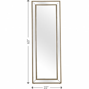 Homeroots Gold Beaded Full Length Mirror  Glass 396634