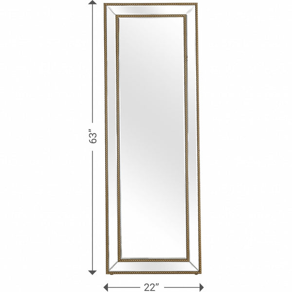 Homeroots Gold Beaded Full Length Mirror  Glass 396634