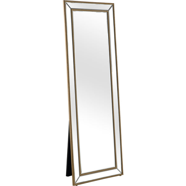 Homeroots Gold Beaded Full Length Mirror  Glass 396634