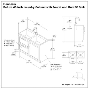 English Elm Hennessy Shaker Cabinet Utility Sink Stainless Steel Basin Laundry Room Setup B136P427219