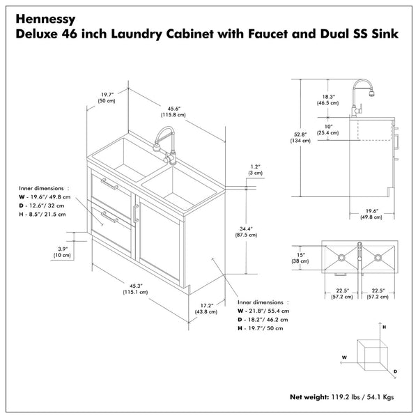 English Elm Hennessy Shaker Cabinet Utility Sink Stainless Steel Basin Laundry Room Setup B136P427219