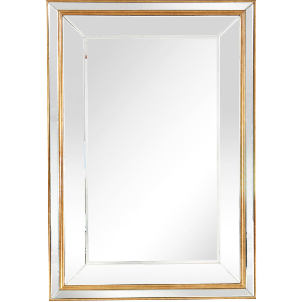Homeroots Antiqued Gold Finish Wall Mirror  Glass 396637