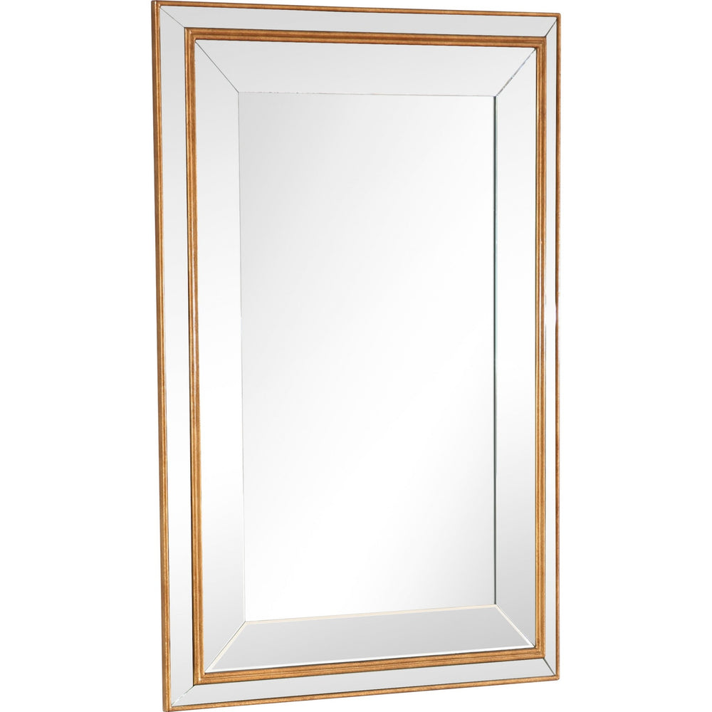 Homeroots Antiqued Gold Finish Wall Mirror  Glass 396637