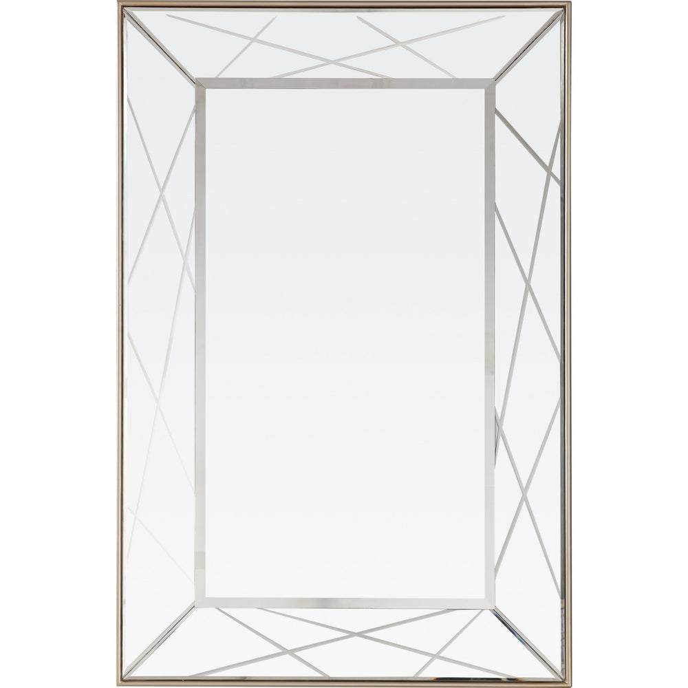 Homeroots 43" Champagne Metal Framed Accent Mirror  Glass 396640