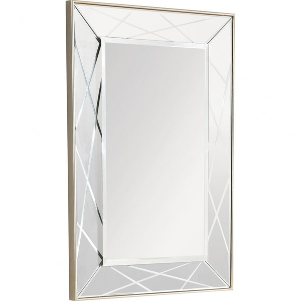Homeroots 43" Champagne Metal Framed Accent Mirror  Glass 396640