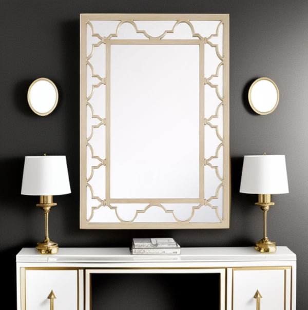 Homeroots 44" Champagne Metal Framed Accent Mirror  Glass 396642
