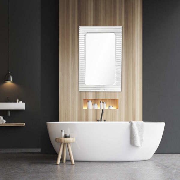 Homeroots Antiqued Silver Finish Wall Mirror  Glass 396647