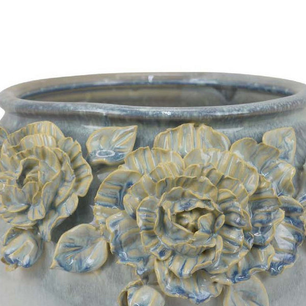 English Elm Lyna Glossy Ceramic Planter Set Speckled Glaze Rounded Form for Indoor Shelves B056P416956