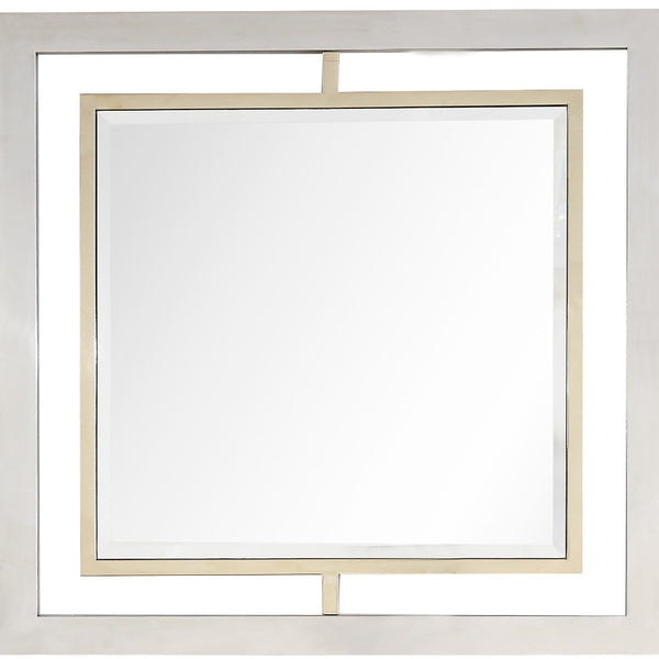 Homeroots 32" Gold Square Framed Accent Mirror  Glass 396652