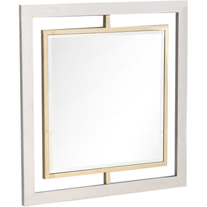 Homeroots 32" Gold Square Framed Accent Mirror  Glass 396652