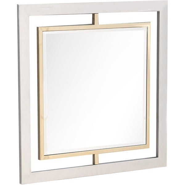 Homeroots 32" Gold Square Framed Accent Mirror  Glass 396652
