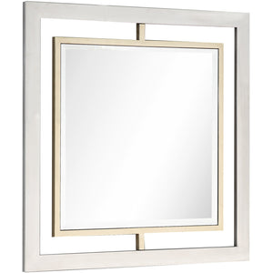 Homeroots 32" Gold Square Framed Accent Mirror  Glass 396652