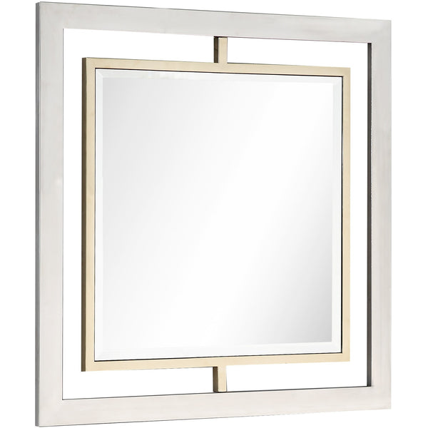Homeroots 32" Gold Square Framed Accent Mirror  Glass 396652
