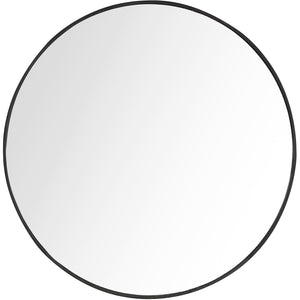 Homeroots 32" Black Round Framed Accent Mirror  Glass 396653