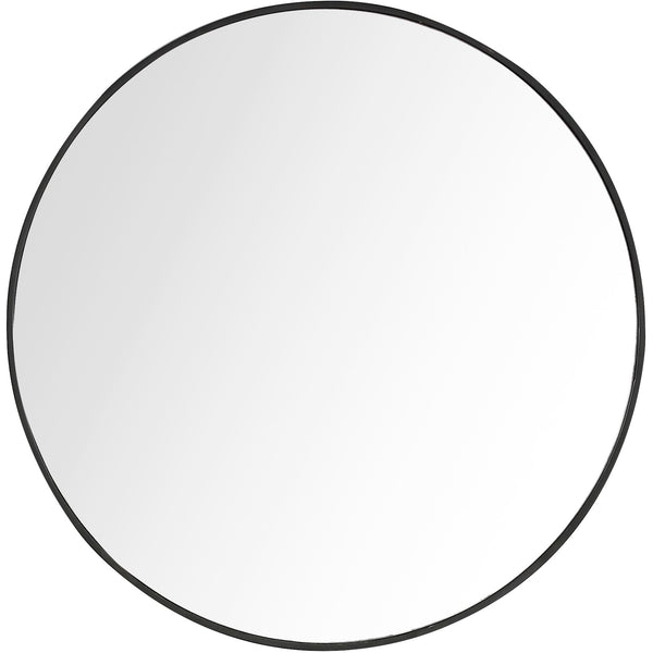 Homeroots 32" Black Round Framed Accent Mirror  Glass 396653