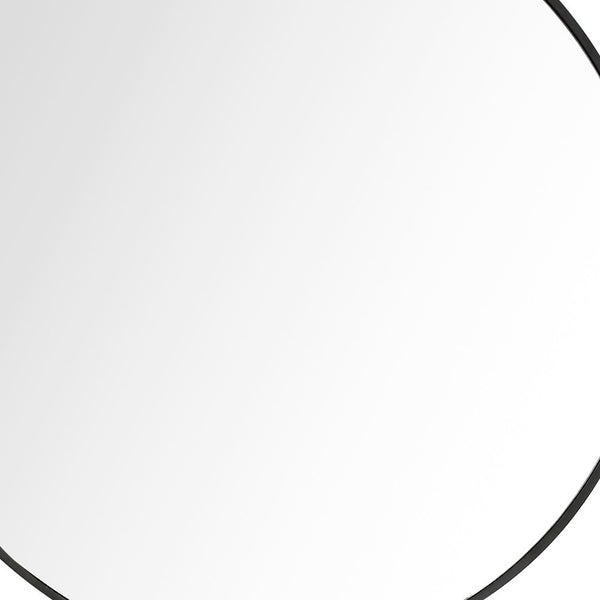Homeroots 32" Black Round Framed Accent Mirror  Glass 396653