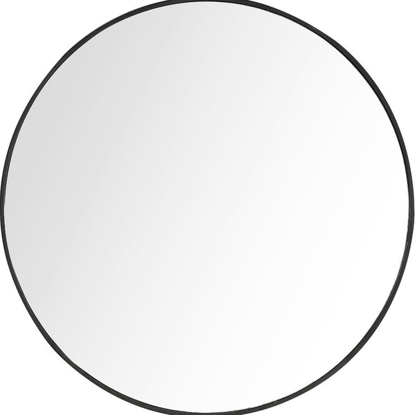 Homeroots 32" Black Round Framed Accent Mirror  Glass 396653