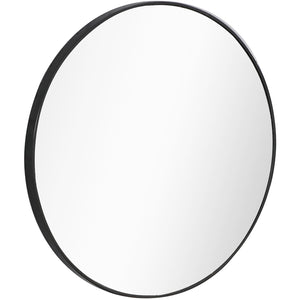 Homeroots 32" Black Round Framed Accent Mirror  Glass 396653