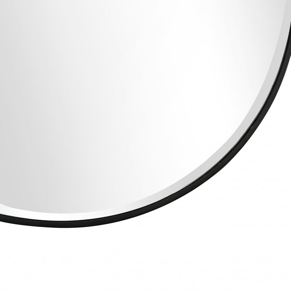 Homeroots 32" Black Round Framed Accent Mirror  Glass 396653