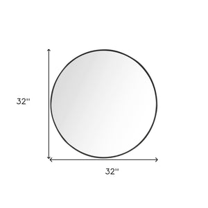 Homeroots 32" Black Round Framed Accent Mirror  Glass 396653