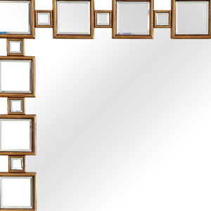 Homeroots 32" Gold Square Framed Accent Mirror  Glass 396655