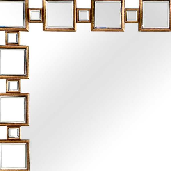 Homeroots 32" Gold Square Framed Accent Mirror  Glass 396655