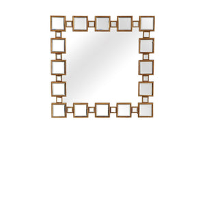 Homeroots 32" Gold Square Framed Accent Mirror  Glass 396655