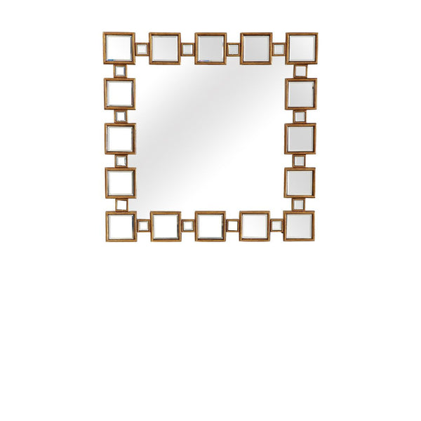 Homeroots 32" Gold Square Framed Accent Mirror  Glass 396655