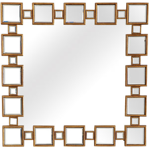 Homeroots 32" Gold Square Framed Accent Mirror  Glass 396655