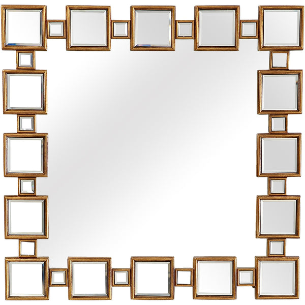 Homeroots 32" Gold Square Framed Accent Mirror  Glass 396655