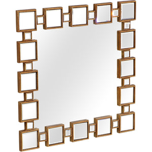 Homeroots 32" Gold Square Framed Accent Mirror  Glass 396655