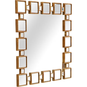 Homeroots 32" Gold Square Framed Accent Mirror  Glass 396655