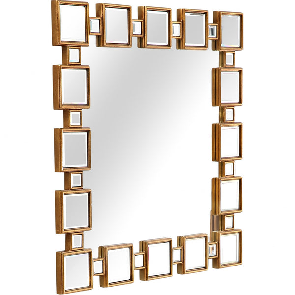 Homeroots 32" Gold Square Framed Accent Mirror  Glass 396655