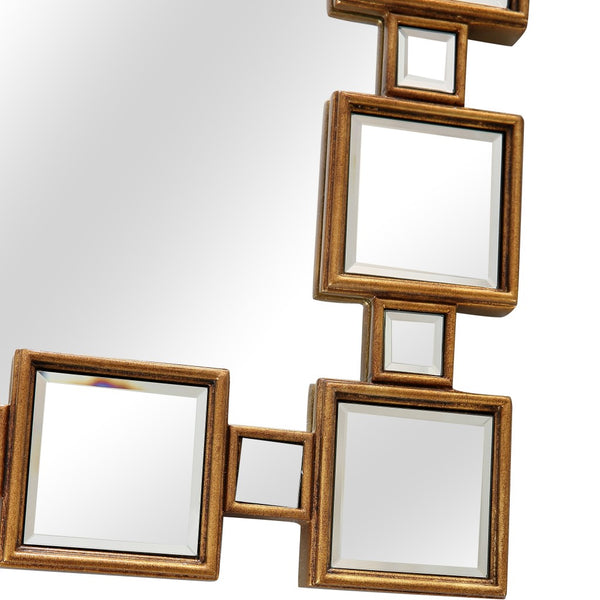 Homeroots 32" Gold Square Framed Accent Mirror  Glass 396655