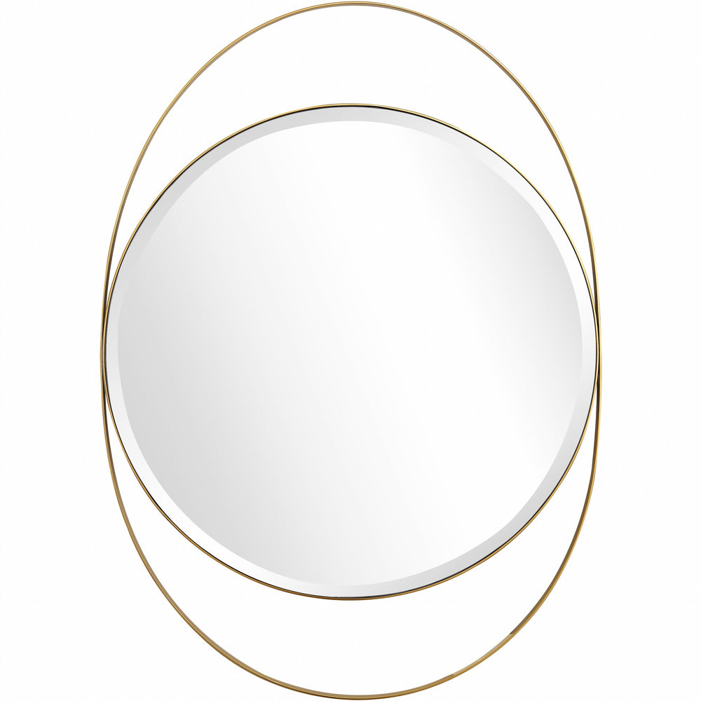 Homeroots 39" Gold Oval Metal Framed Accent Mirror  Glass 396659