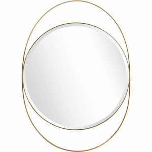 Homeroots 39" Gold Oval Metal Framed Accent Mirror  Glass 396659