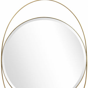 Homeroots 39" Gold Oval Metal Framed Accent Mirror  Glass 396659