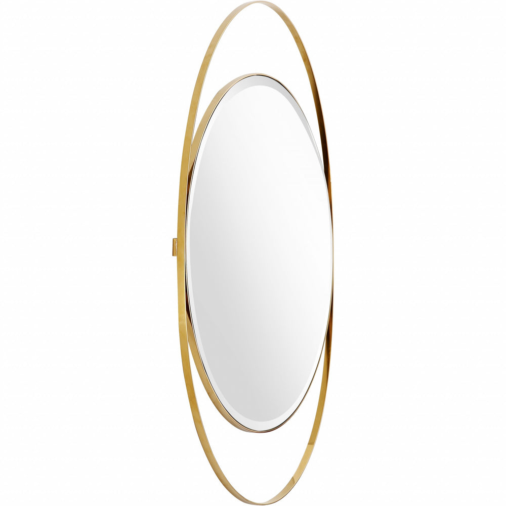 Homeroots 39" Gold Oval Metal Framed Accent Mirror  Glass 396659
