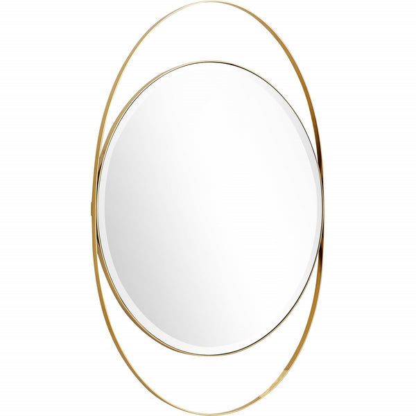 Homeroots 39" Gold Oval Metal Framed Accent Mirror  Glass 396659