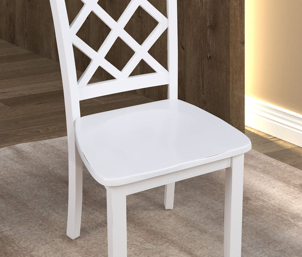 English Elm White Transitional 5pc Dining Set with Rectangular Table & 4 Diamond-Pattern Back Chairs, 48"W x36"D B2741P381486