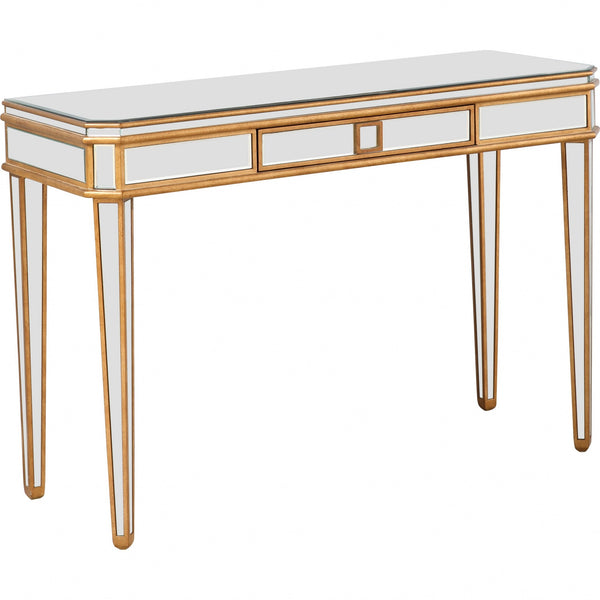 Homeroots Antiqued Gold Finish Console Table   396661